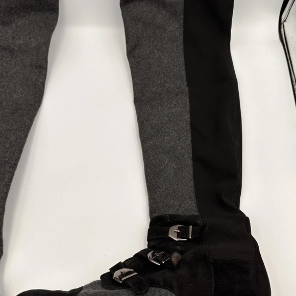 Stuart Weitzman Black & Gray 50/50 Textured Boots•Dark Academia•Steam Punk•Edgy - Picture 3 of 16